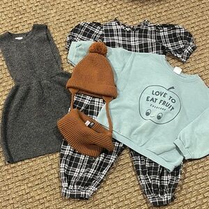 Kids' Cozy Outfit Set with Plaid and Graphic Sweatshirt